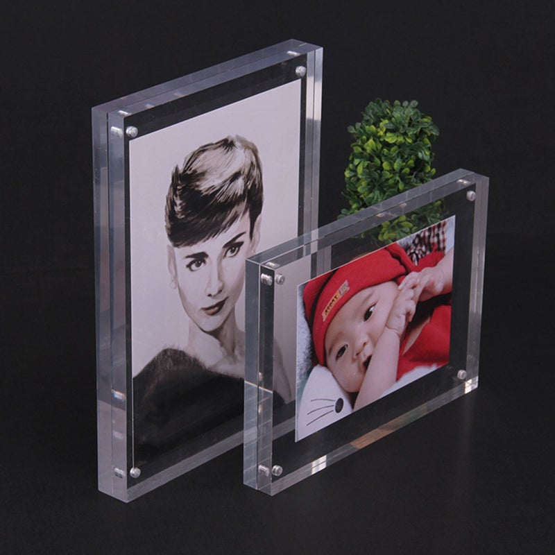 Yakri Clear Acrylic Photo Frame,Magnetic Perspex Picture Holders Table Standing Double Side Displays (2.5x3.5) - Image 2